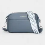 Bolsa de cintura feminina em couro retangular com alça de ombro