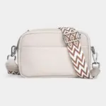 Bolsa de cintura feminina em couro retangular com alça de ombro