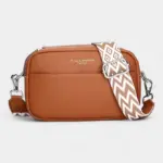 Bolsa de cintura feminina em couro retangular com alça de ombro